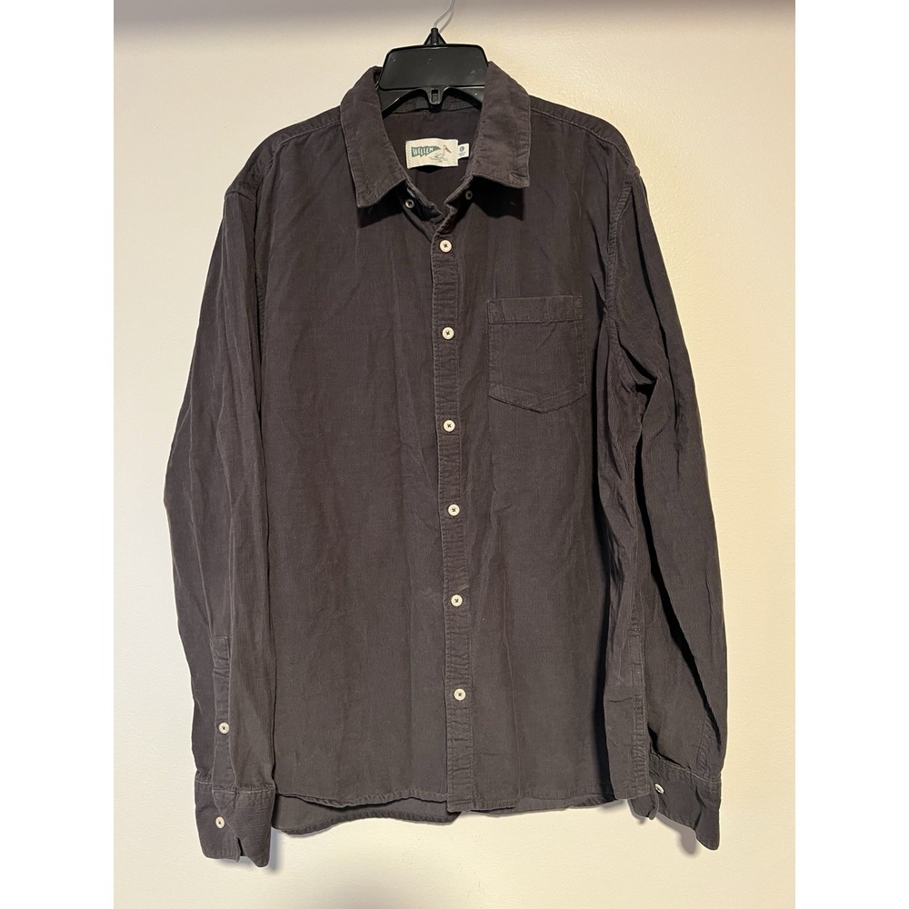 Wellen Shirt Mens L Gray Organic Cotton Button Down Long Sleeve Light Corduroy